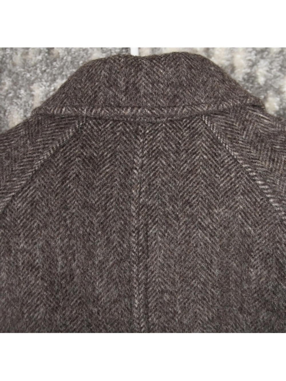 Vintage Regency Herringbone Wool Over Coat Womens SIze 6 Brown 90s Union Made - Picture 11 of 14